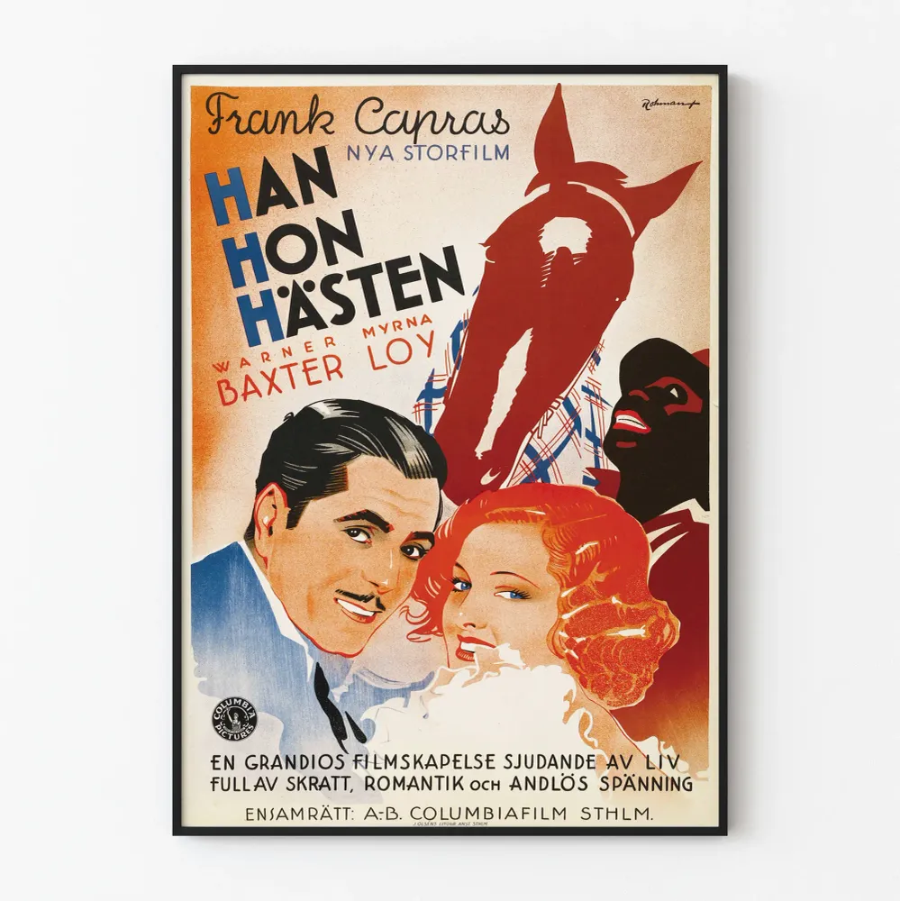 Affiche vintage film Han Hon Hästen Frank Capra