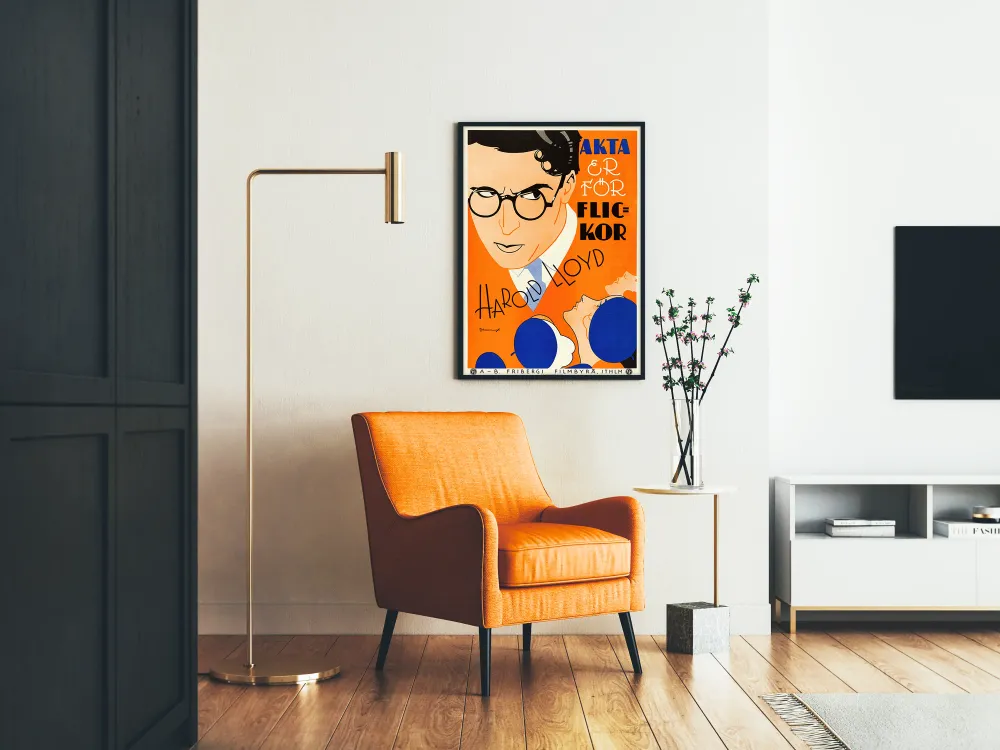 Affiche vintage film Harold Lloyd Style Art déco pour décoration murale