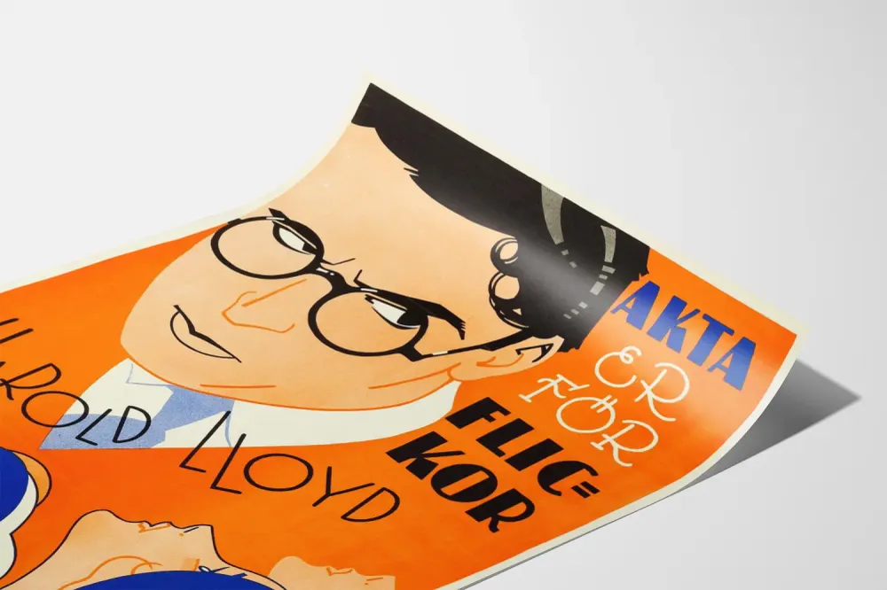 Affiche vintage film Harold Lloyd Style Art déco pour décoration murale