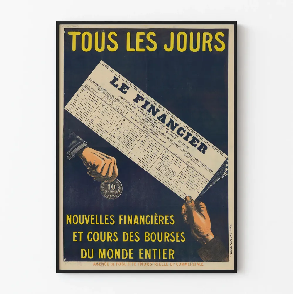 Affiche Vintage Le Financier Nouvelles Financières et Boursières