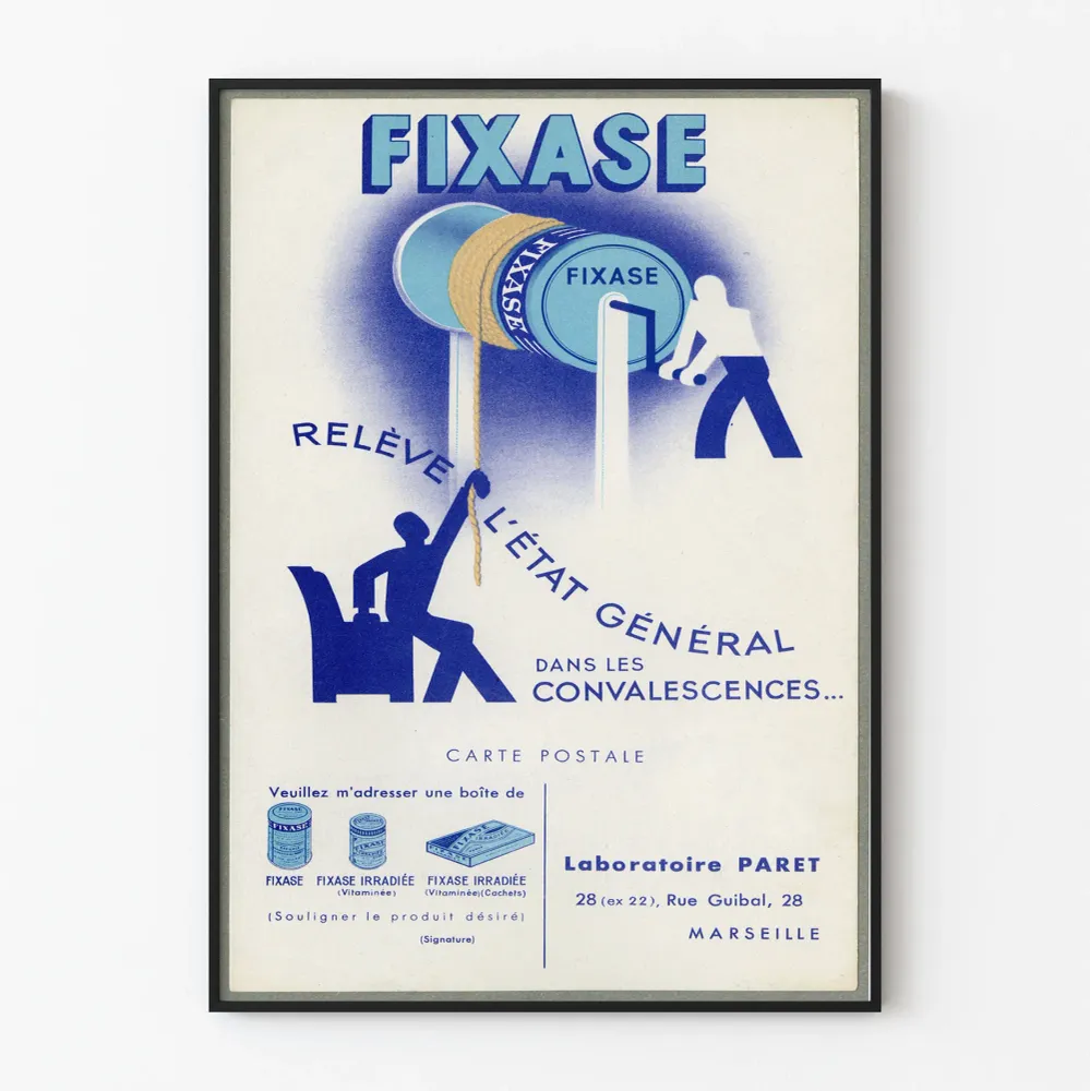 Affiche vintage Fixase - Poster publicitaire déco murale rétro