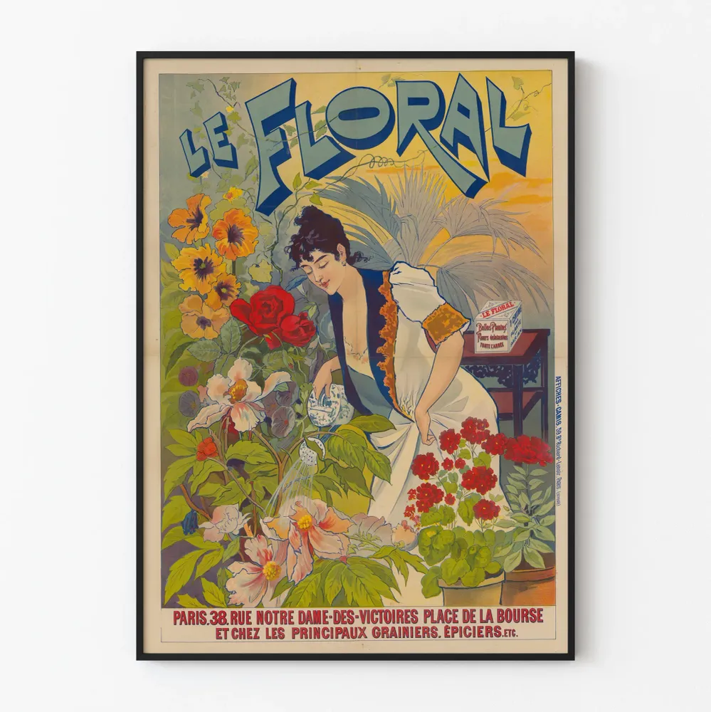 Affiche vintage Le Floral pour décoration murale fleurie