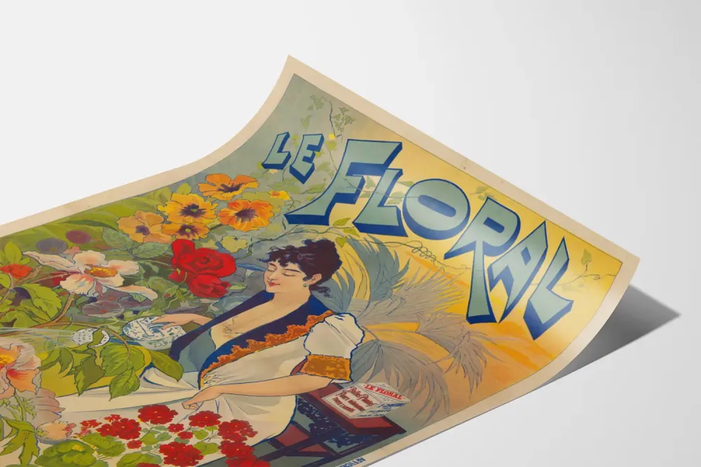 Affiche vintage Le Floral pour décoration murale fleurie