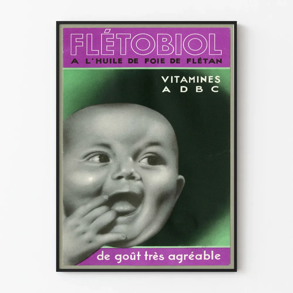Affiche Vintage Flétobiol Vitamines , D, B, C