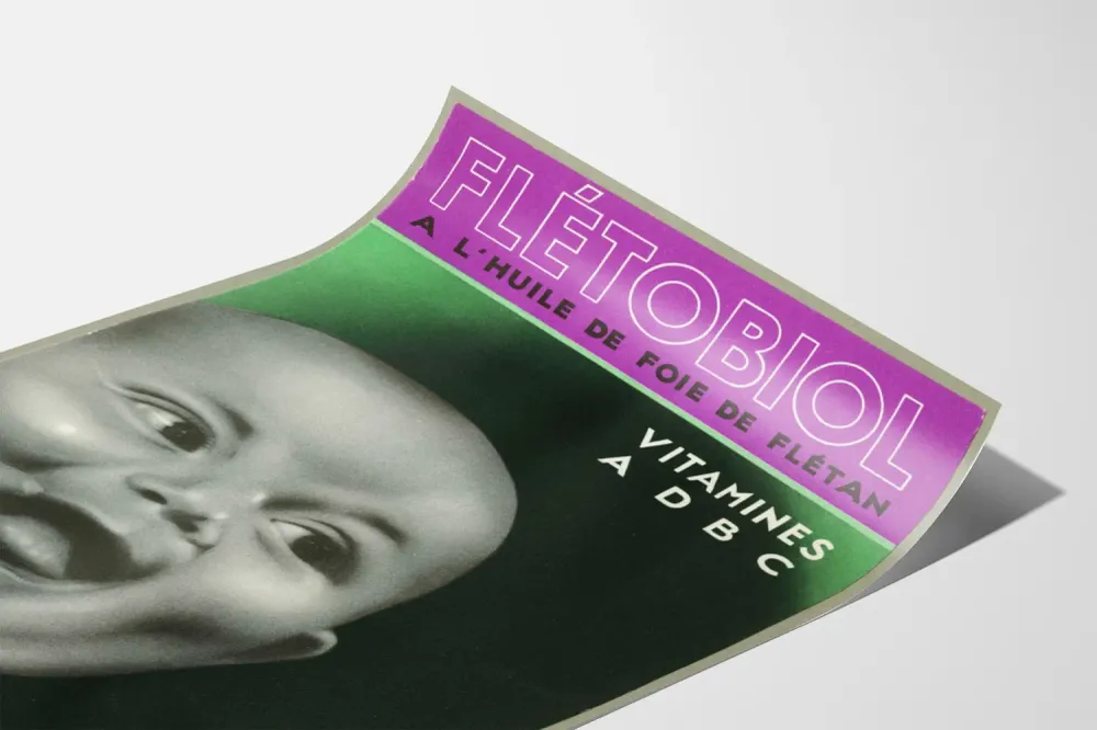 Affiche Vintage Flétobiol Vitamines , D, B, C