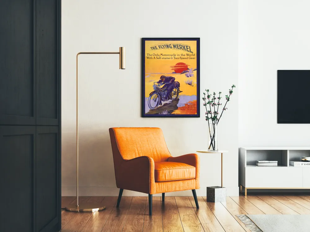 Affiche vintage Flying Merkel moto ancienne