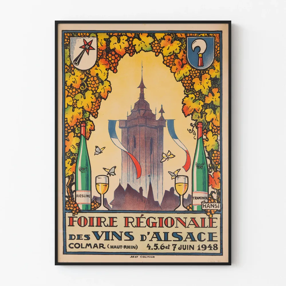 Affiche vintage Foire des Vins d'Alsace Colmar 1948