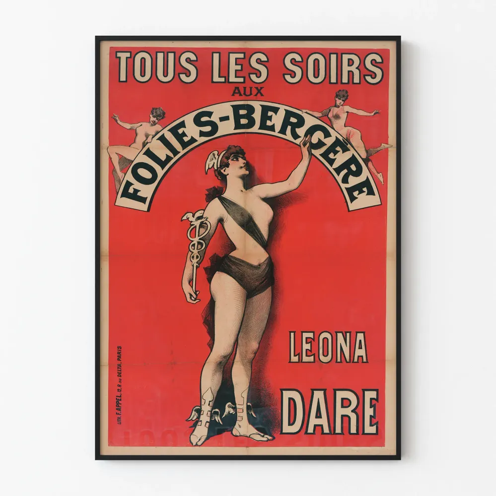 Affiche Vintage Folies Bergère Leona Dare pour Décoration Murale
