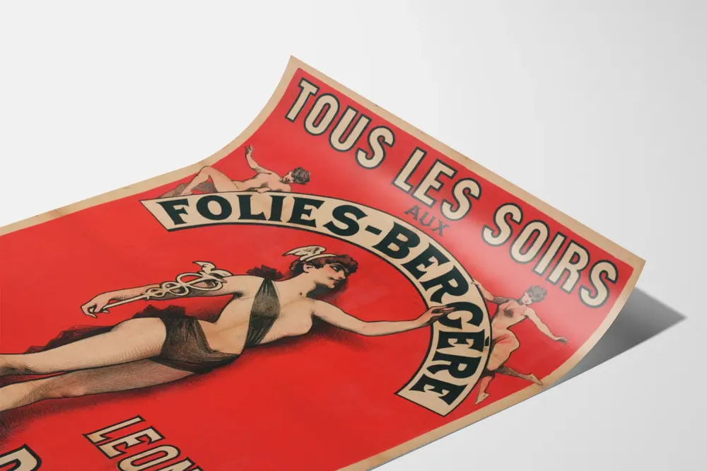 Affiche Vintage Folies Bergère Leona Dare pour Décoration Murale