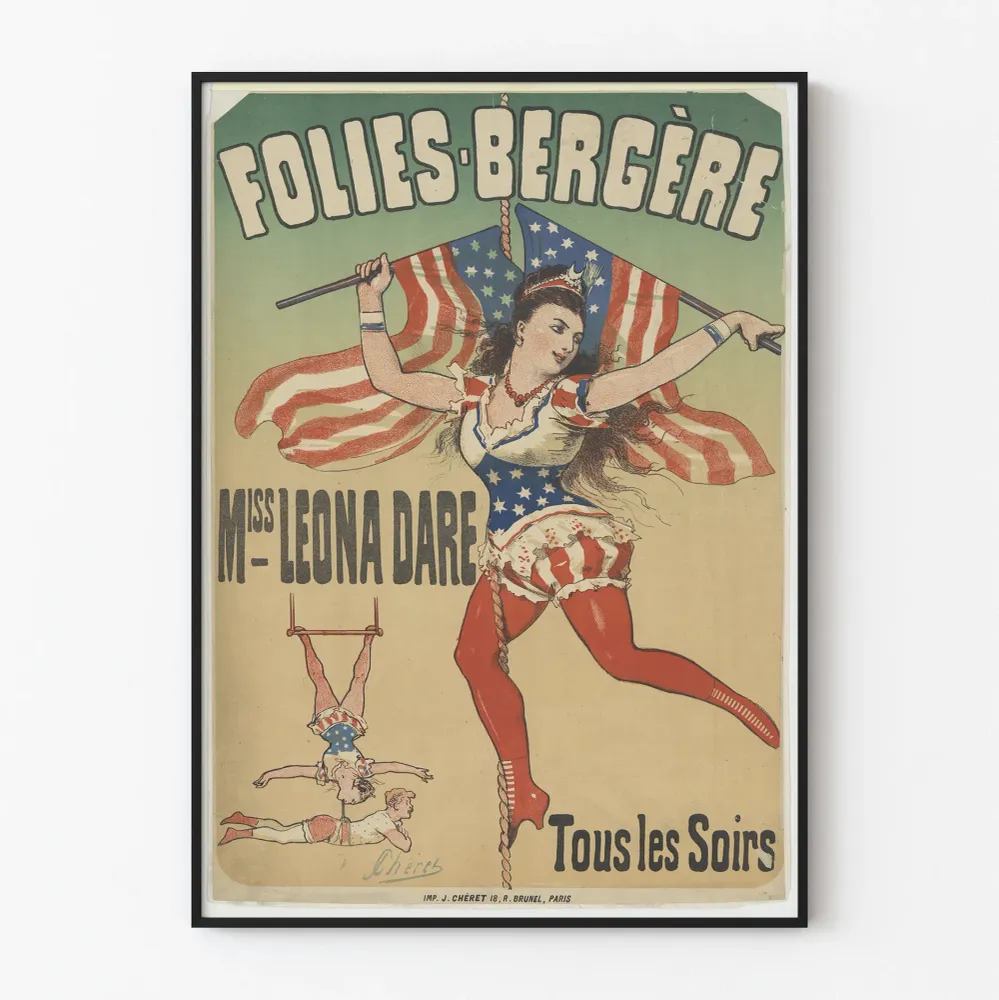 Affiche Vintage Folies Bergère Miss Leona Dare Tous Les Soirs
