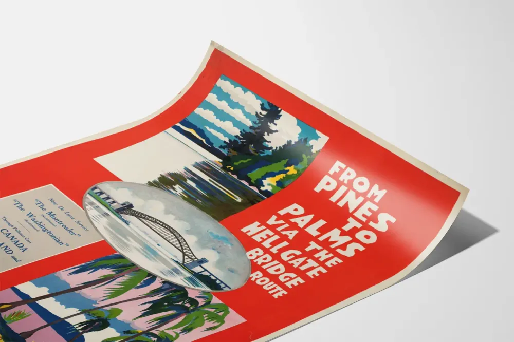 Affiche vintage 'From Pines to Palms' Route Hell Gate Bridge