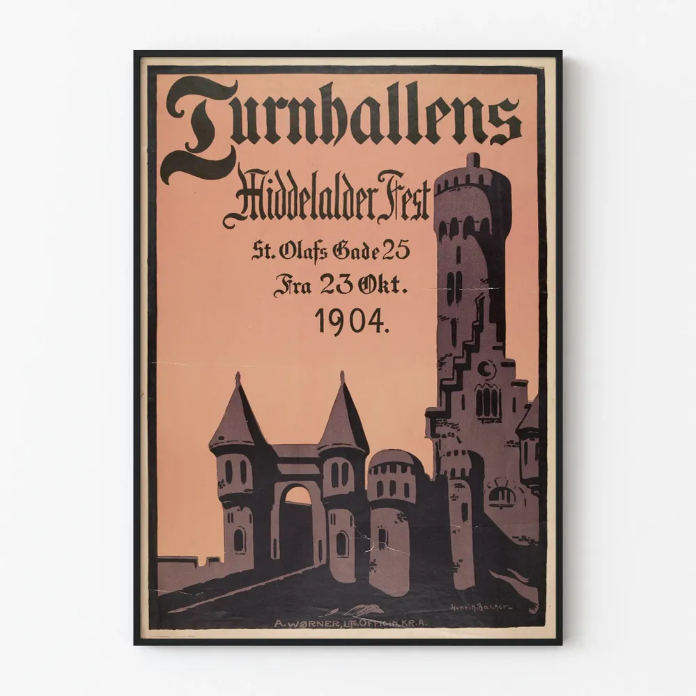 Affiche vintage fête médiévale Turnhallens 1904