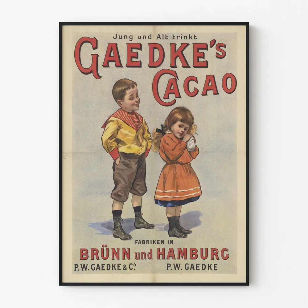 Affiche vintage Gaedke's Cacao - Décoration murale rétro enfants et cacao