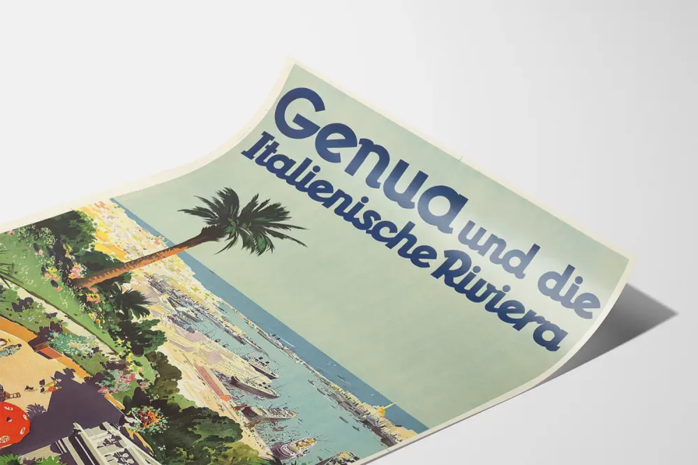 Affiche Vintage Genua et la Riviera Italienne Pour Décoration Murale