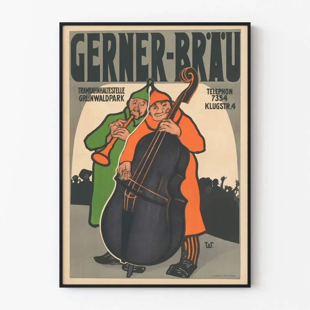 Affiche Vintage Gerner-Bräu Musique et Ambiance Festive