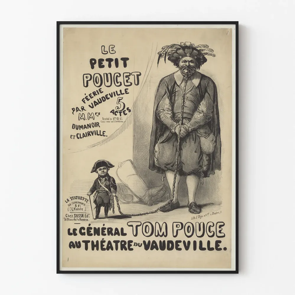 Affiche vintage Le Général Tom Pouce au Théâtre du Vaudeville