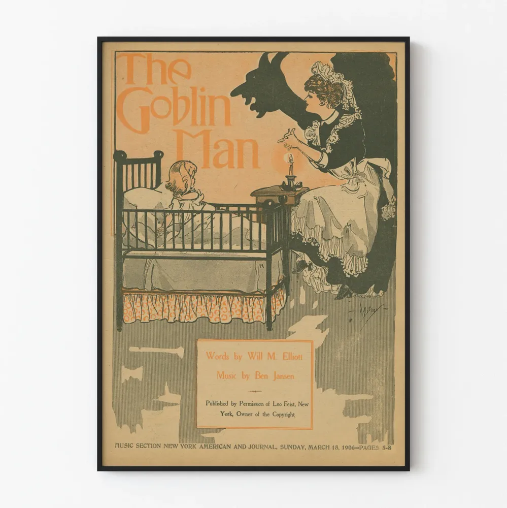 Affiche vintage Goblin Man - Décoration murale rétro XIXe siècle