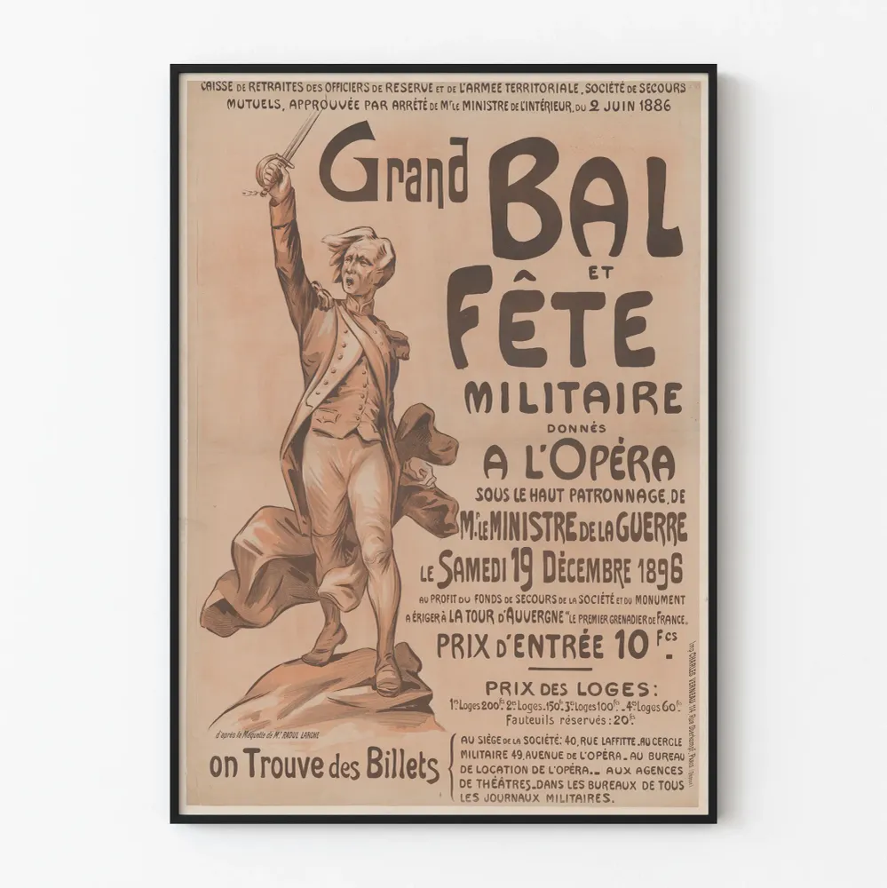 Affiche vintage Grand Bal et Fête Militaire à l’Opéra 1896