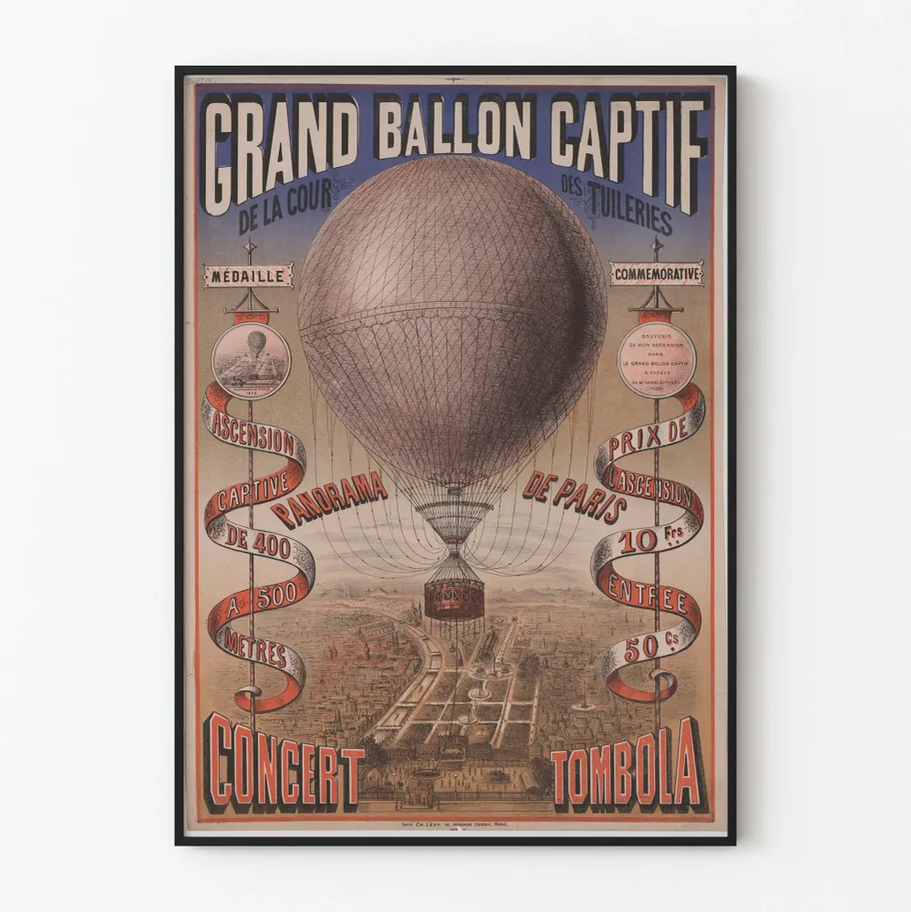 Affiche Vintage Grand Ballon Captif des Tuileries - Panorama de Paris