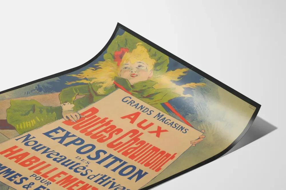 Affiche vintage Grands Magasins Aux Buttes Chaumont - Exposition Nouveautés d'Hiver