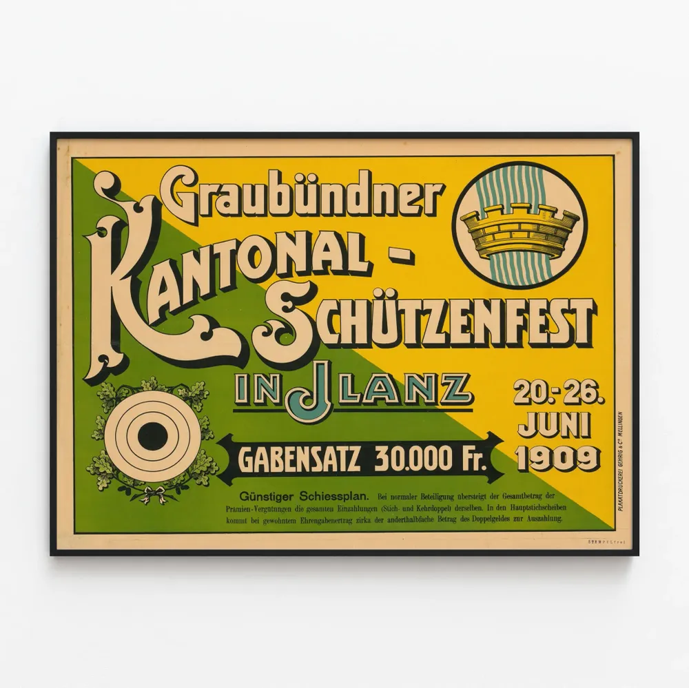 Affiche vintage Graubündner Kantonal Schützenfest 1909