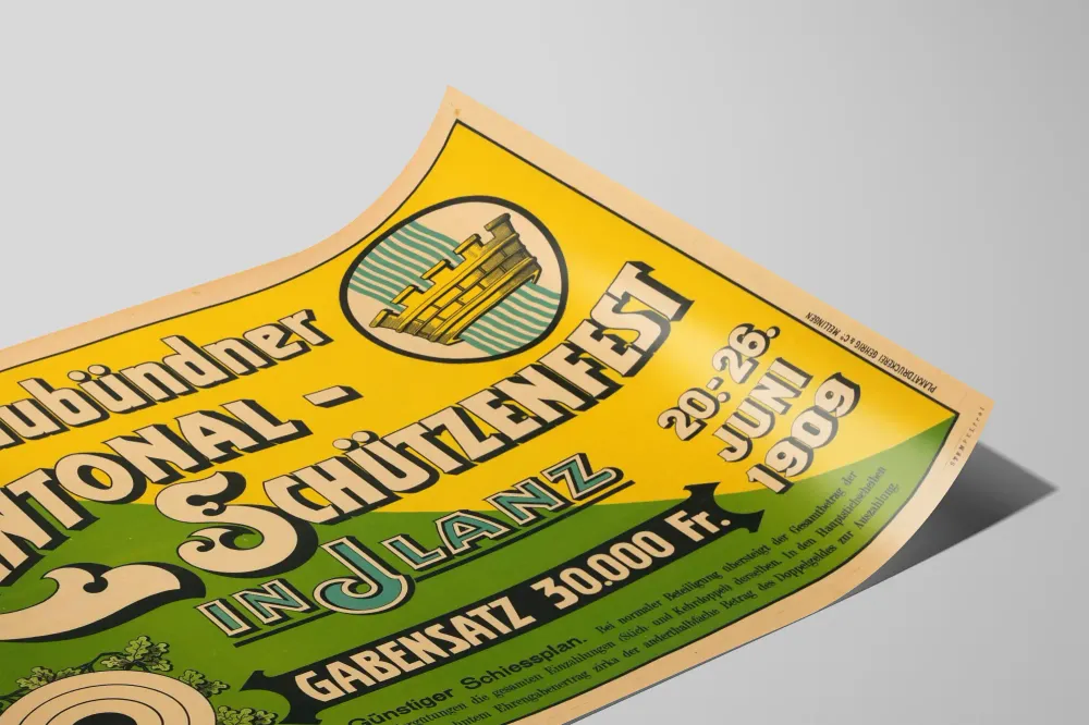 Affiche vintage Graubündner Kantonal Schützenfest 1909