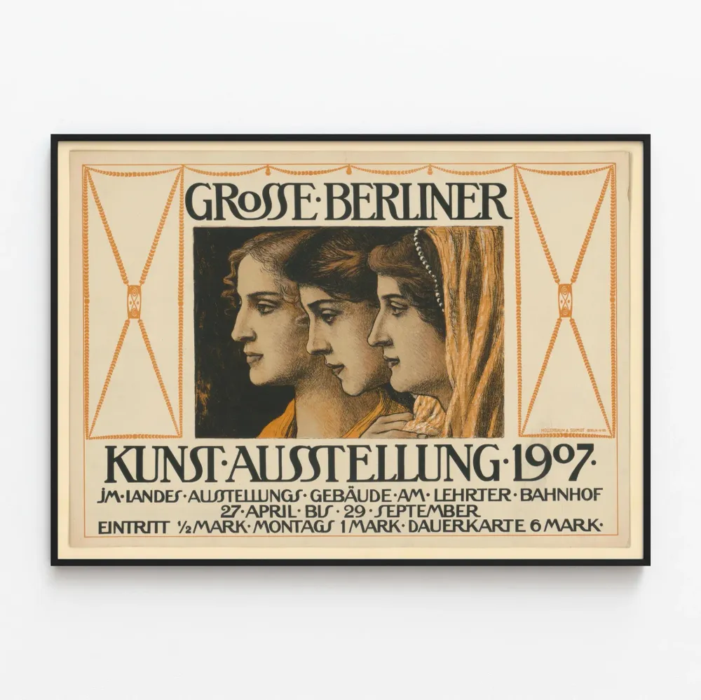 Affiche Vintage Grosse Berliner Kunstausstellung 1907