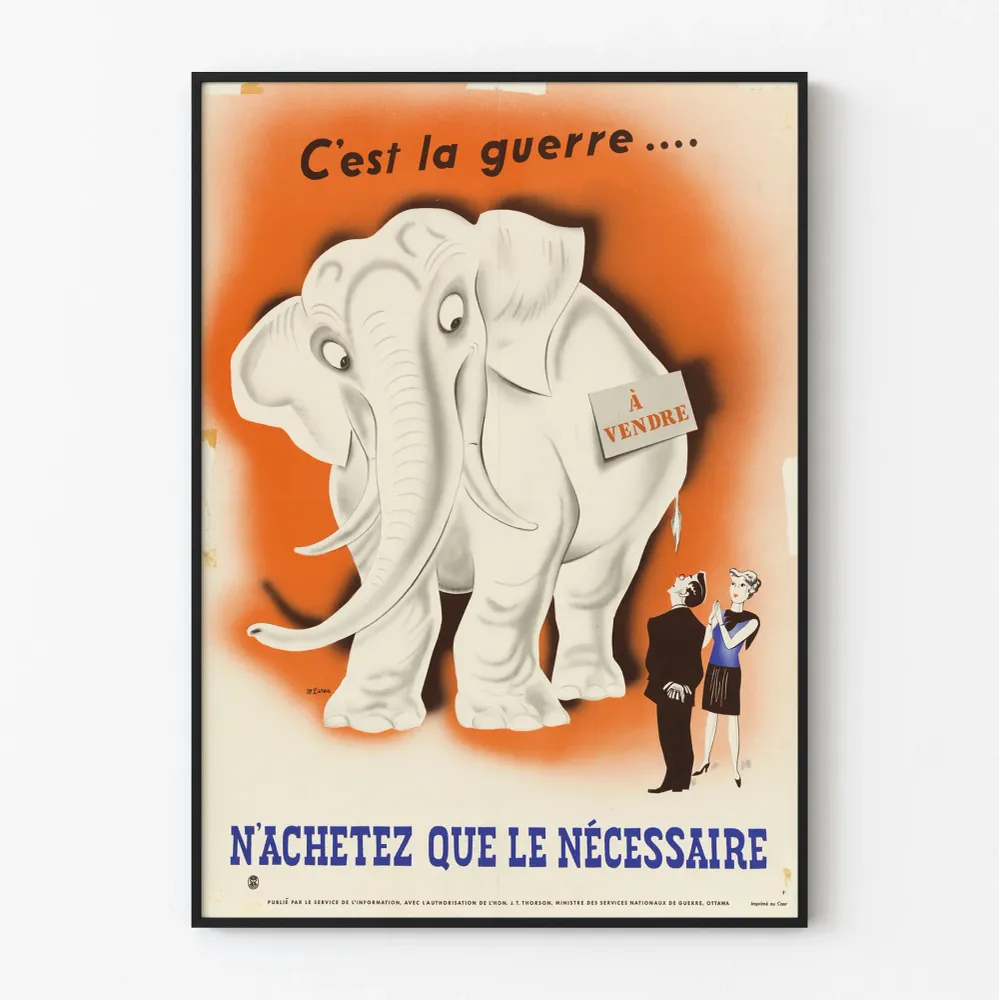 Affiche vintage Guerre et Économie - N'achetez que le nécessaire
