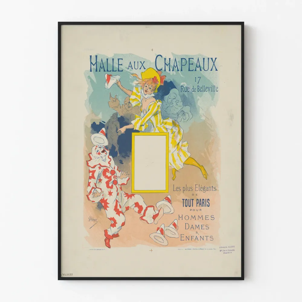 Affiche vintage Halle aux Chapeaux Paris déco murale élégante