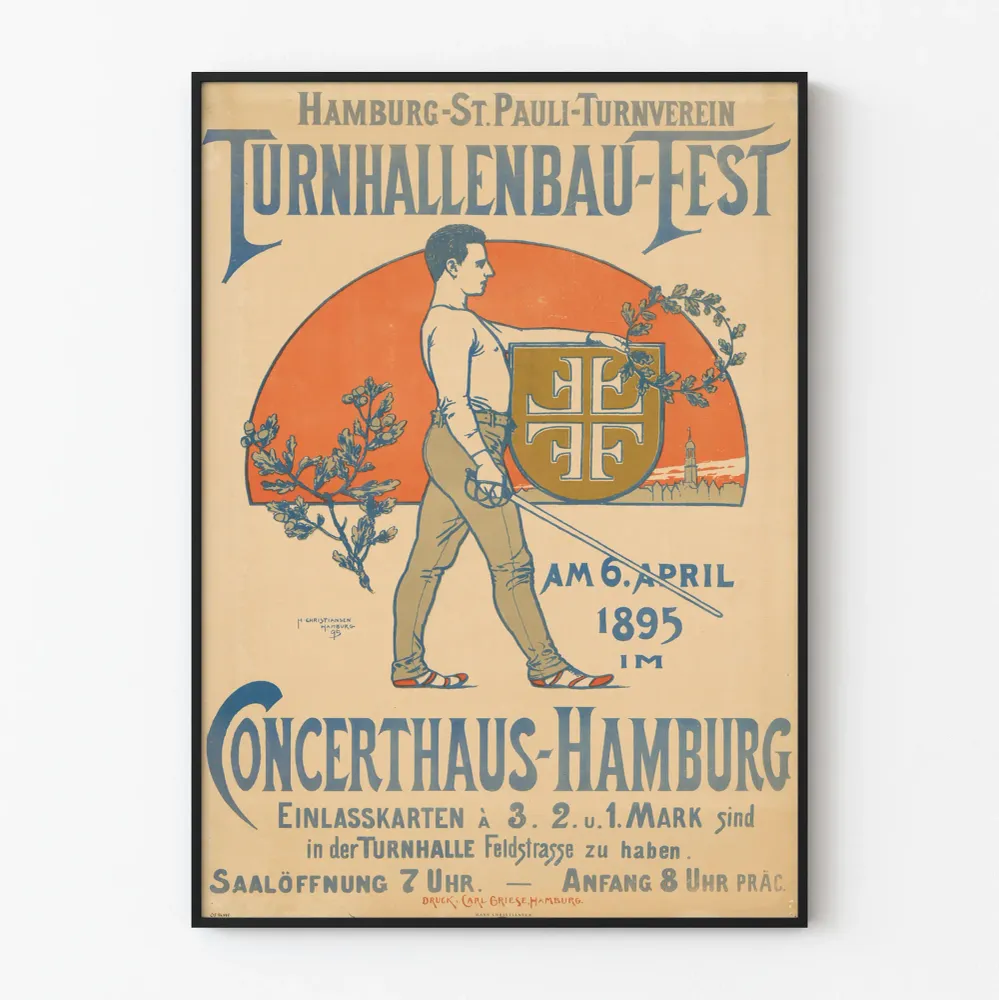 Affiche vintage Hamburg St. Pauli Turnverein - Décoration murale événement sportif 1895