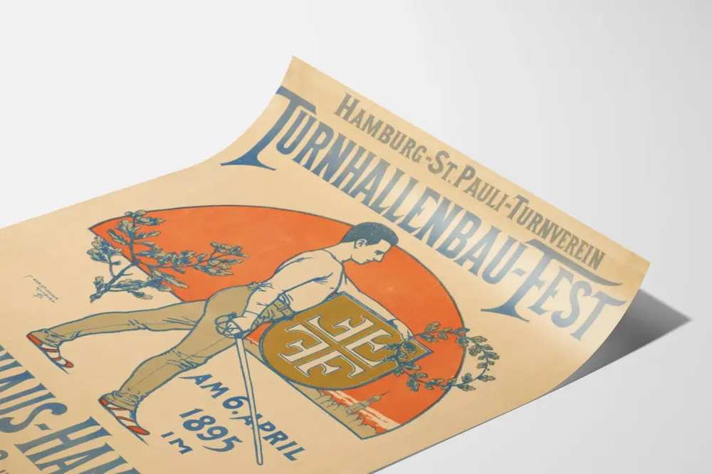 Affiche vintage Hamburg St. Pauli Turnverein - Décoration murale événement sportif 1895