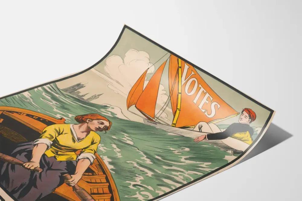 Affiche Vintage ‘Handicapped!’ - Illustration Engagée sur le Vote Féminin à Voile