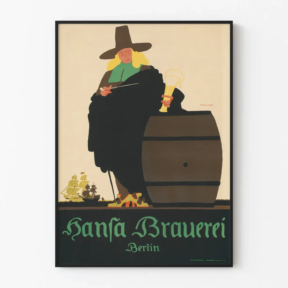 Affiche vintage Hansa Brauerei Berlin pour décoration murale