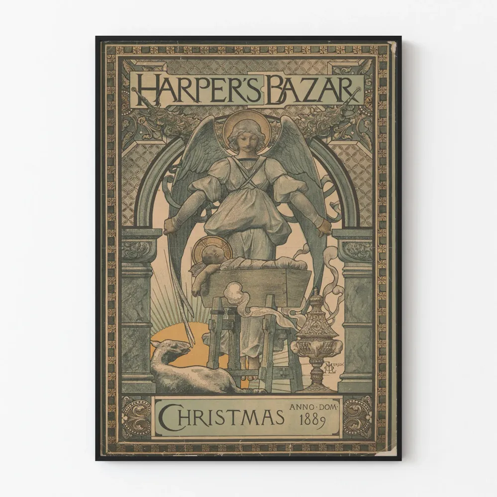 Affiche Vintage Harper's Bazaar Noël 1889 - Décoration Murale Classique