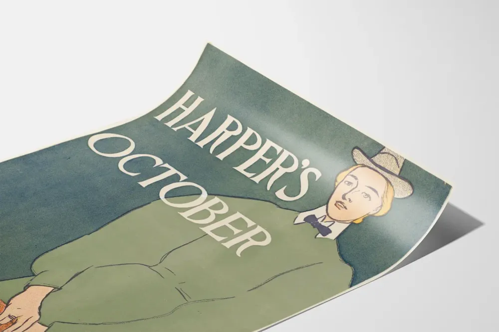 Affiche vintage Harper's October avec élégante silhouette féminine