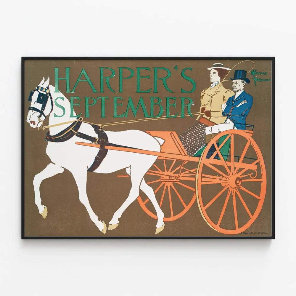 Affiche Vintage Harper's September Cheval et Calèche
