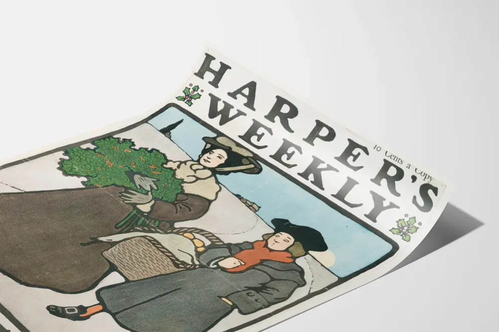 Affiche vintage Harper's Weekly Noël 1899 pour décoration murale