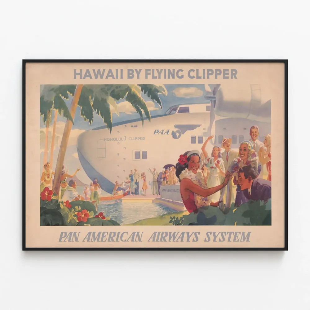 Affiche vintage Hawaii Flying Clipper Pan American Airways System