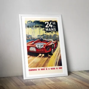 Affiche vintage 24 heures du Mans 1961 - Affiche course auto