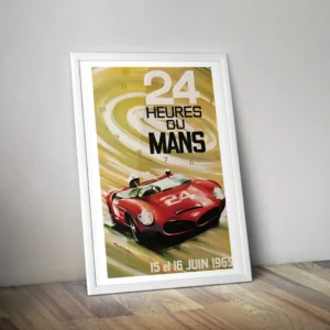 Affiche vintage 24 heures du Mans 1963 - Affiche course auto
