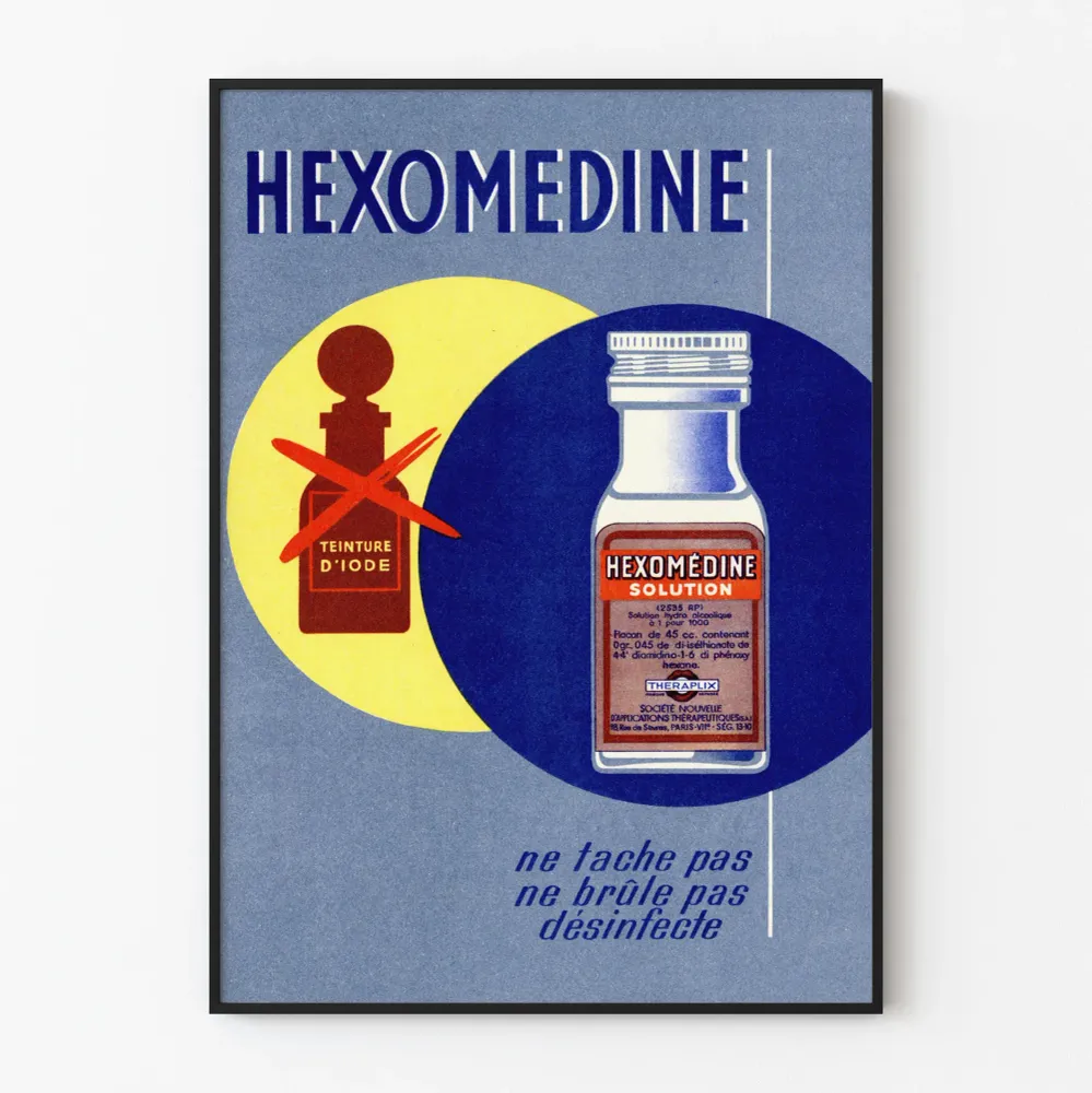 Affiche vintage Hexomedine – Poster déco rétro médical