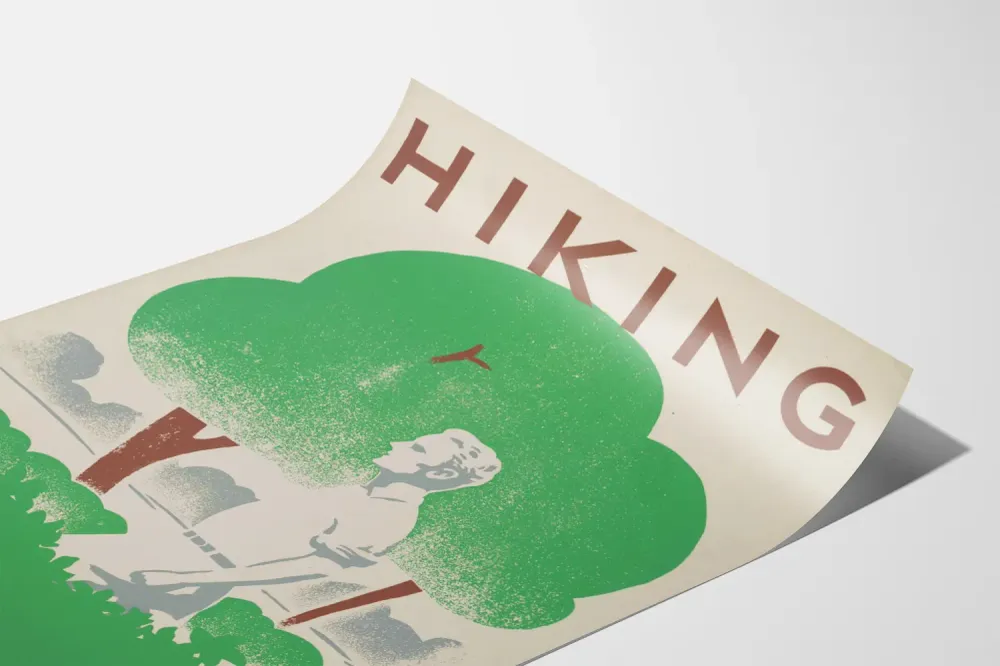 Affiche Vintage Hiking - Décoration Murale Nature et Randonnée