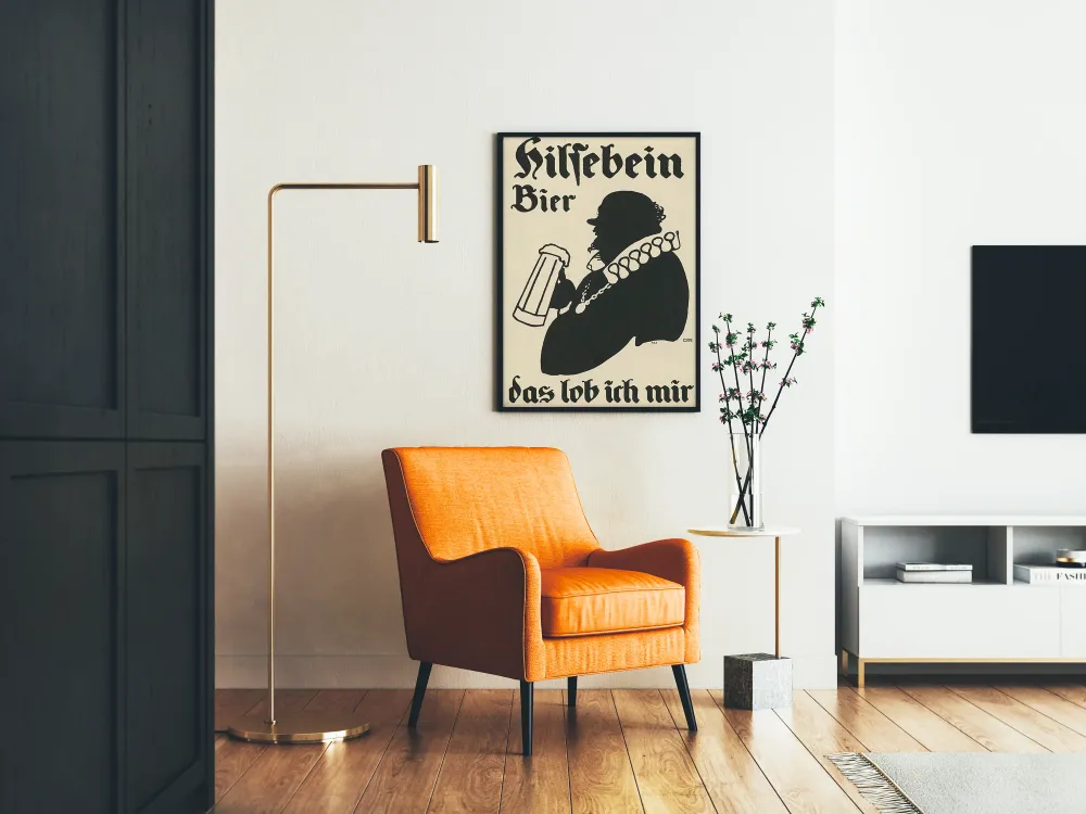 Affiche vintage Hilsebein Bier en silhouette