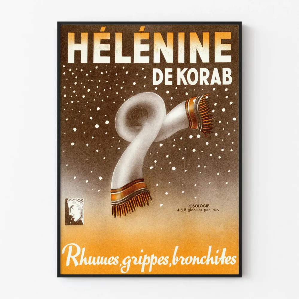 Affiche vintage Hélénine contre rhumes et bronchites