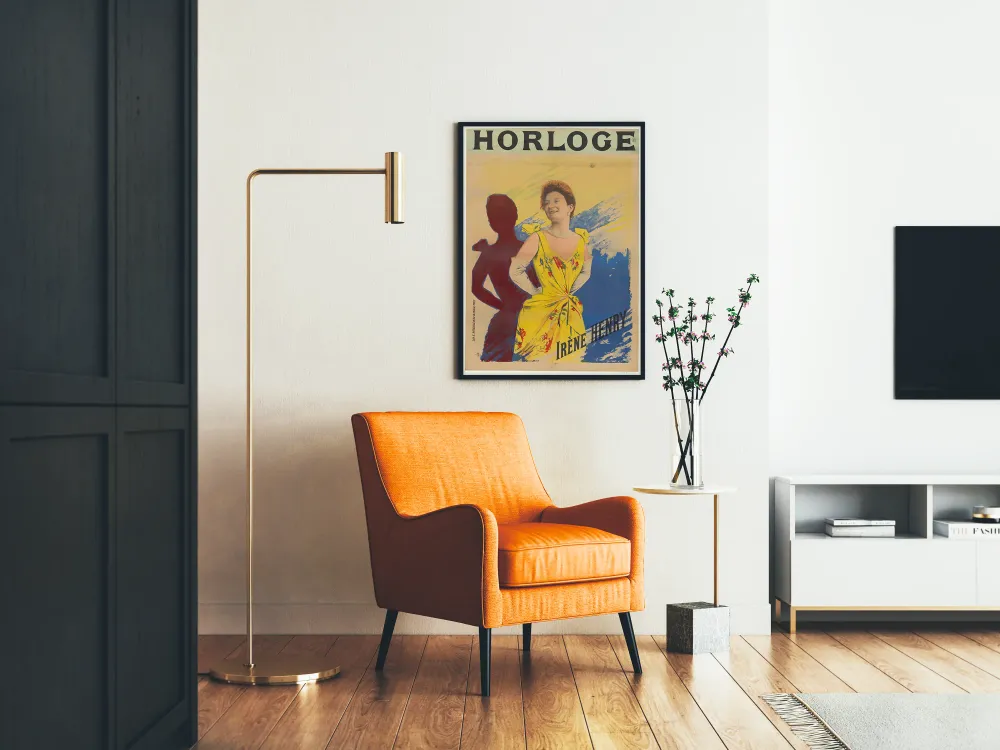 Affiche vintage Horloge Irène Henry pour décoration murale élégante