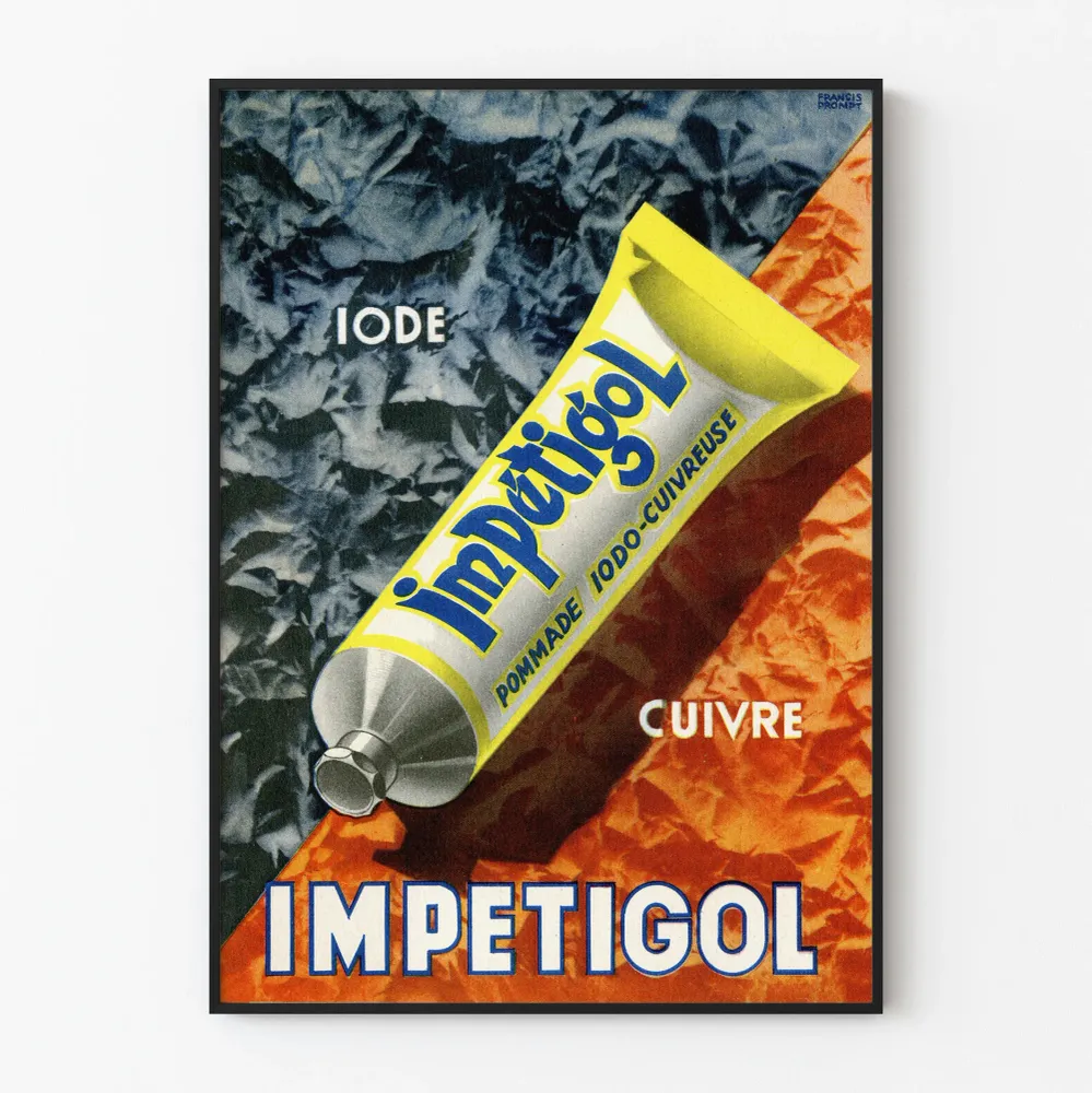 Affiche vintage Impétigol Tube Pommade Iode Cuivre