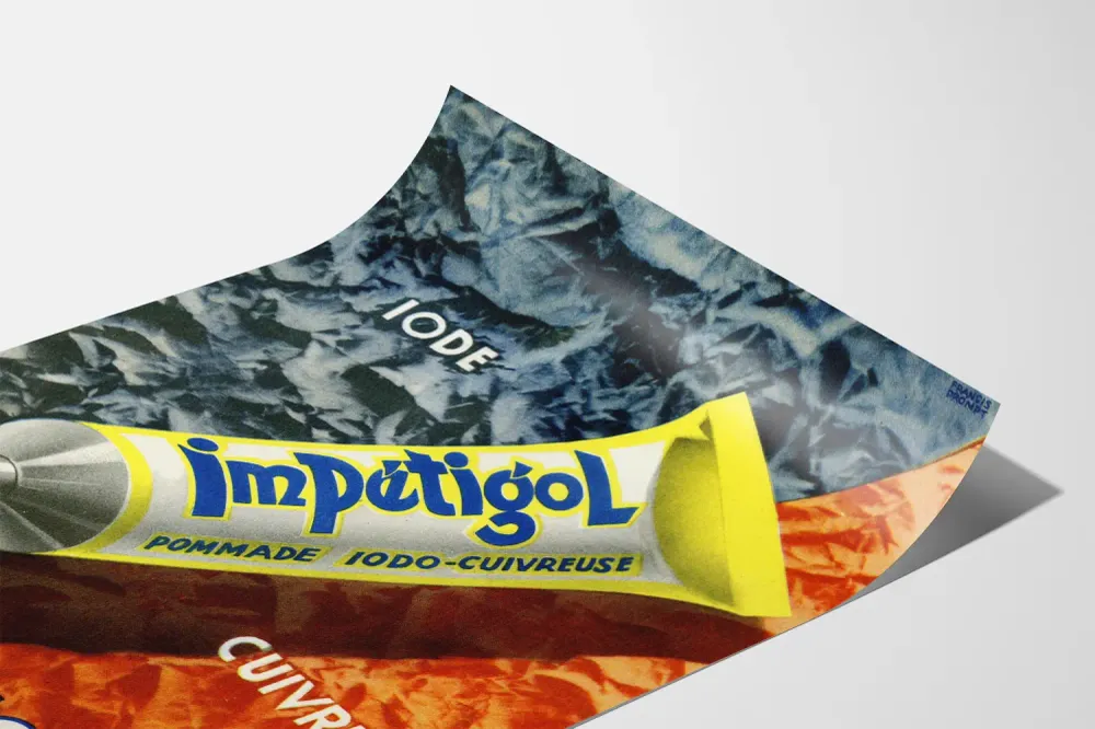 Affiche vintage Impétigol Tube Pommade Iode Cuivre