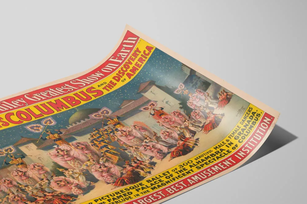 Affiche vintage Imre Kiralfy's Columbus et la découverte de l'Amérique