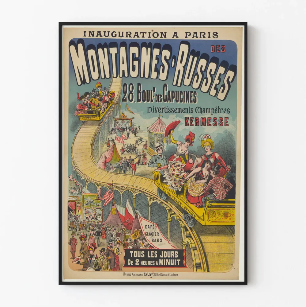Affiche Vintage Inauguration Montagnes Russes Paris Boulevard des Capucines