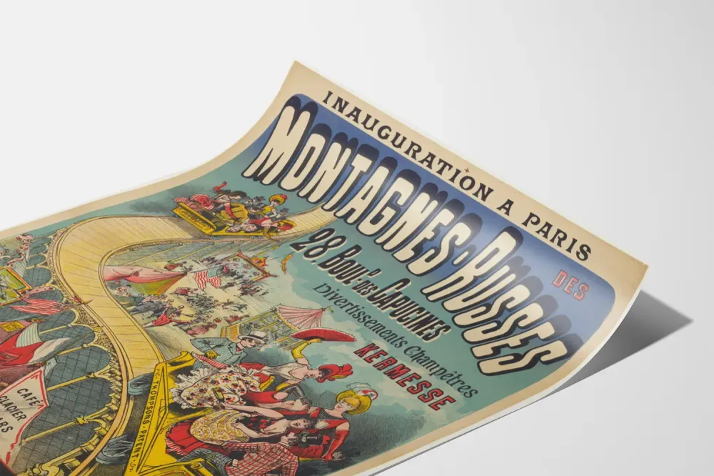 Affiche Vintage Inauguration Montagnes Russes Paris Boulevard des Capucines